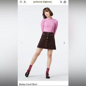 NWT Princess Highway Bailey Cord Skirt AU14
